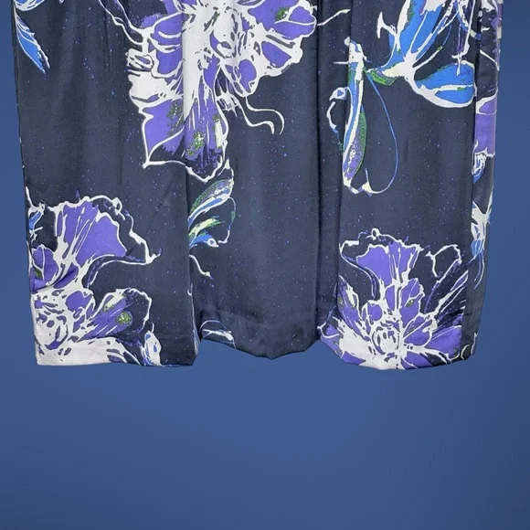 Y2K ECI Silk Floral Rosette Dress 8 Purple Blue Fluid Satin Finish Wedding Guest - Picture 7 of 12